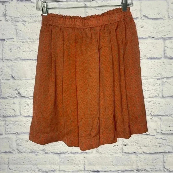 Banana Republic Skirt Orange Beige Satin Elastic Waist Animal Print Abstract - Picture 5 of 6